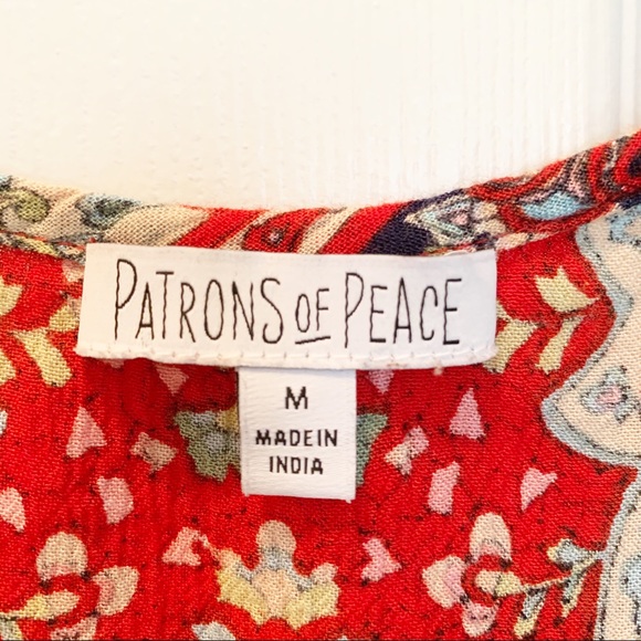 Patrons of Peace Red Boho Paisley V Neck Tank M - Picture 4 of 5
